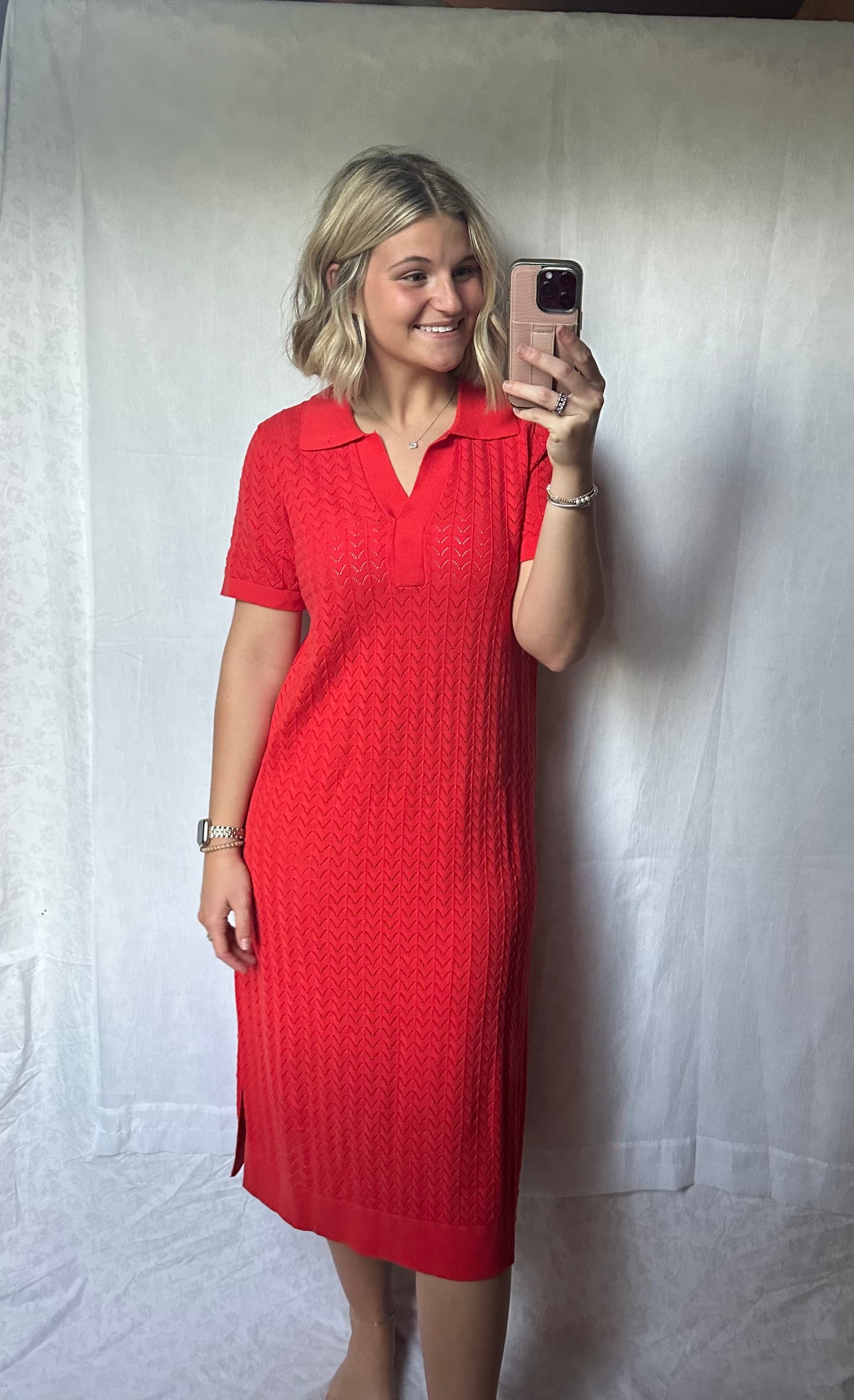 Red Knit Midi