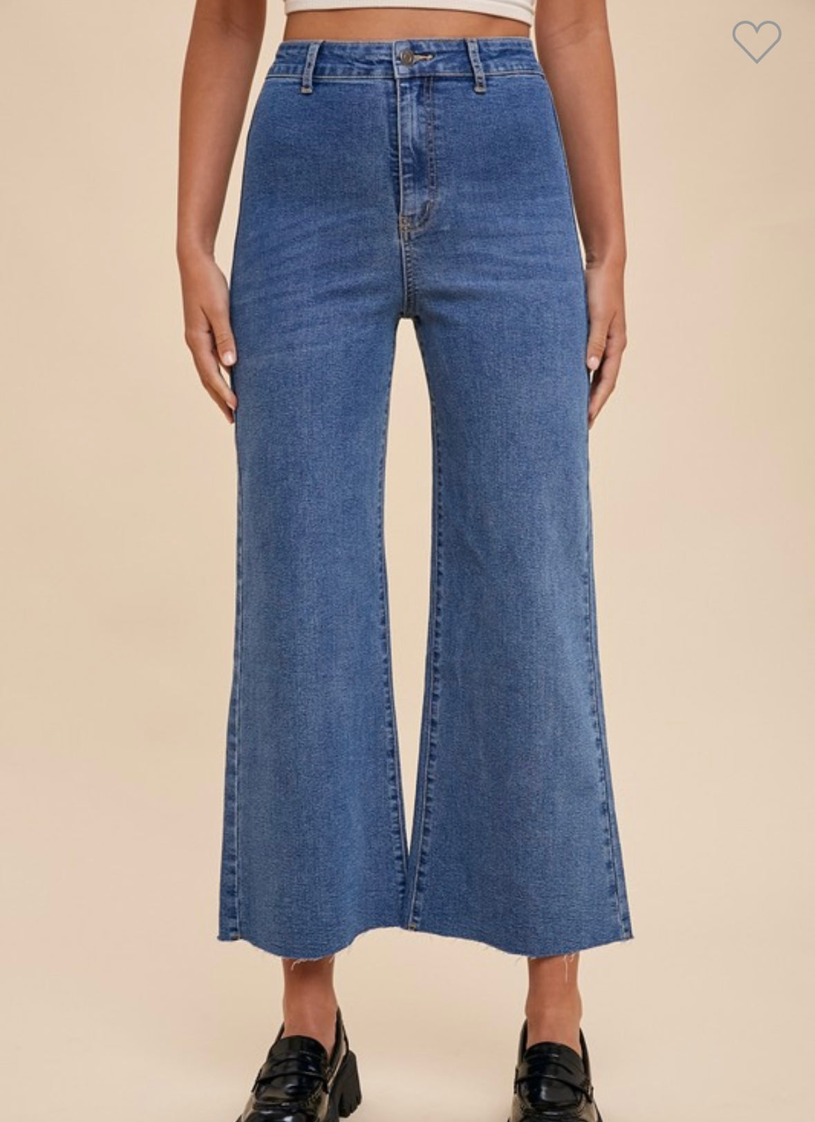 Wide Leg Pants - Med Denim