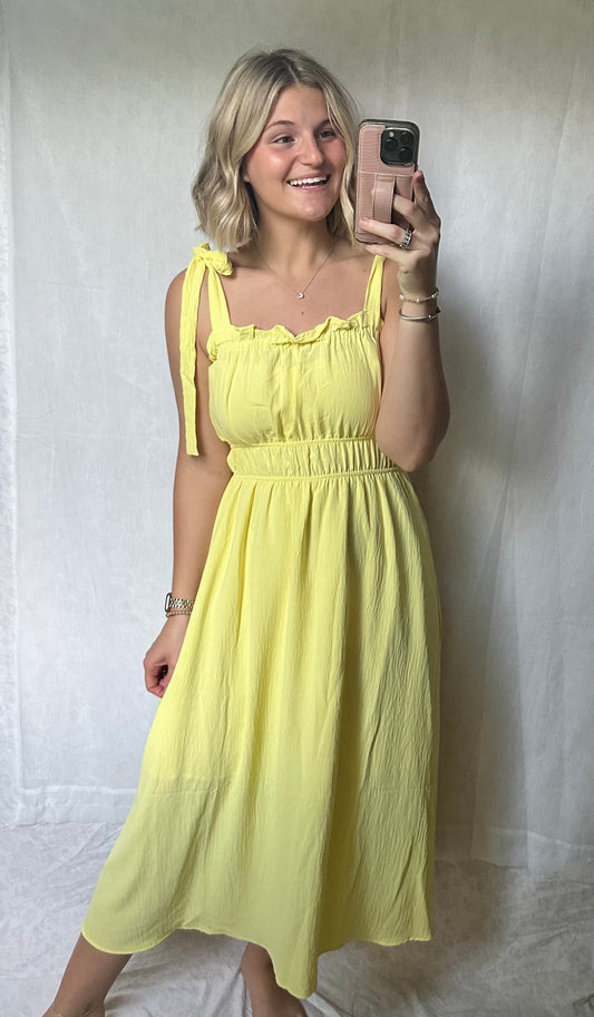 Lemon Yellow Midi Dress