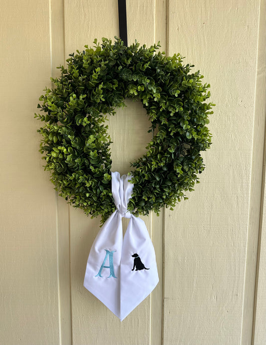 Personalized Wreath Sash with Initial and Dog